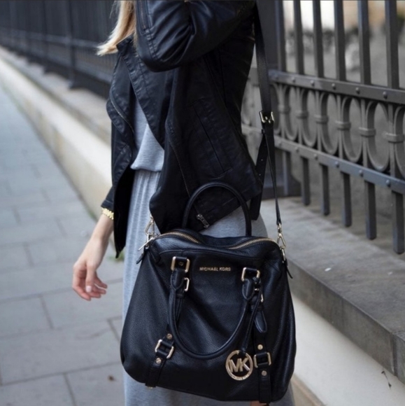 Michael Kors Handbags - MICHAEL KORS Bedford Black Leather Bowling Bag